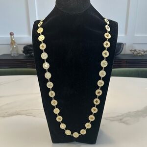 TOVA Gold Star Long Necklace Set in Vanilla Enamel in Gold-Tone Metal